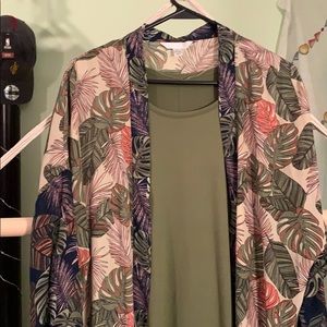 Army green sundress with floral cover